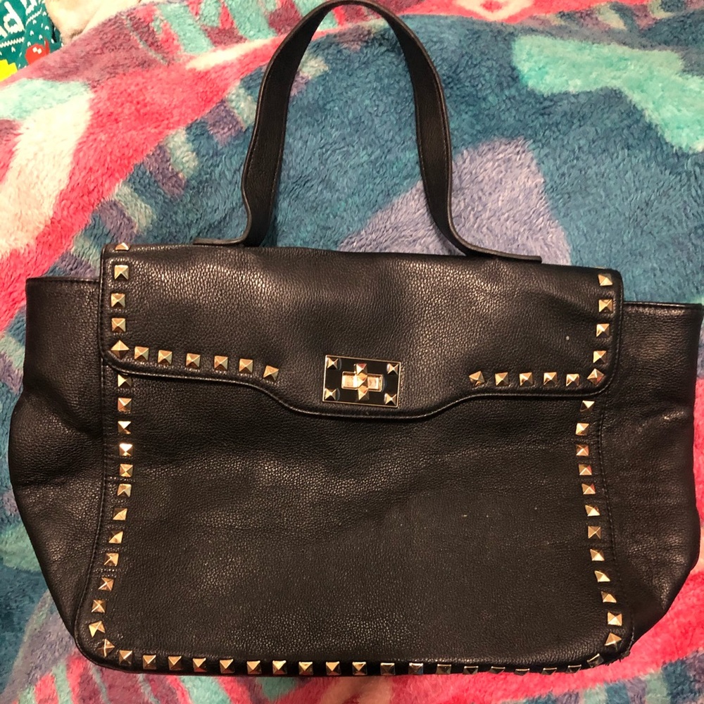 Black Forever 21 Gold Studded Bag in except shape!